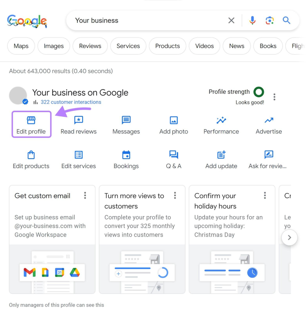 Edit your business profile